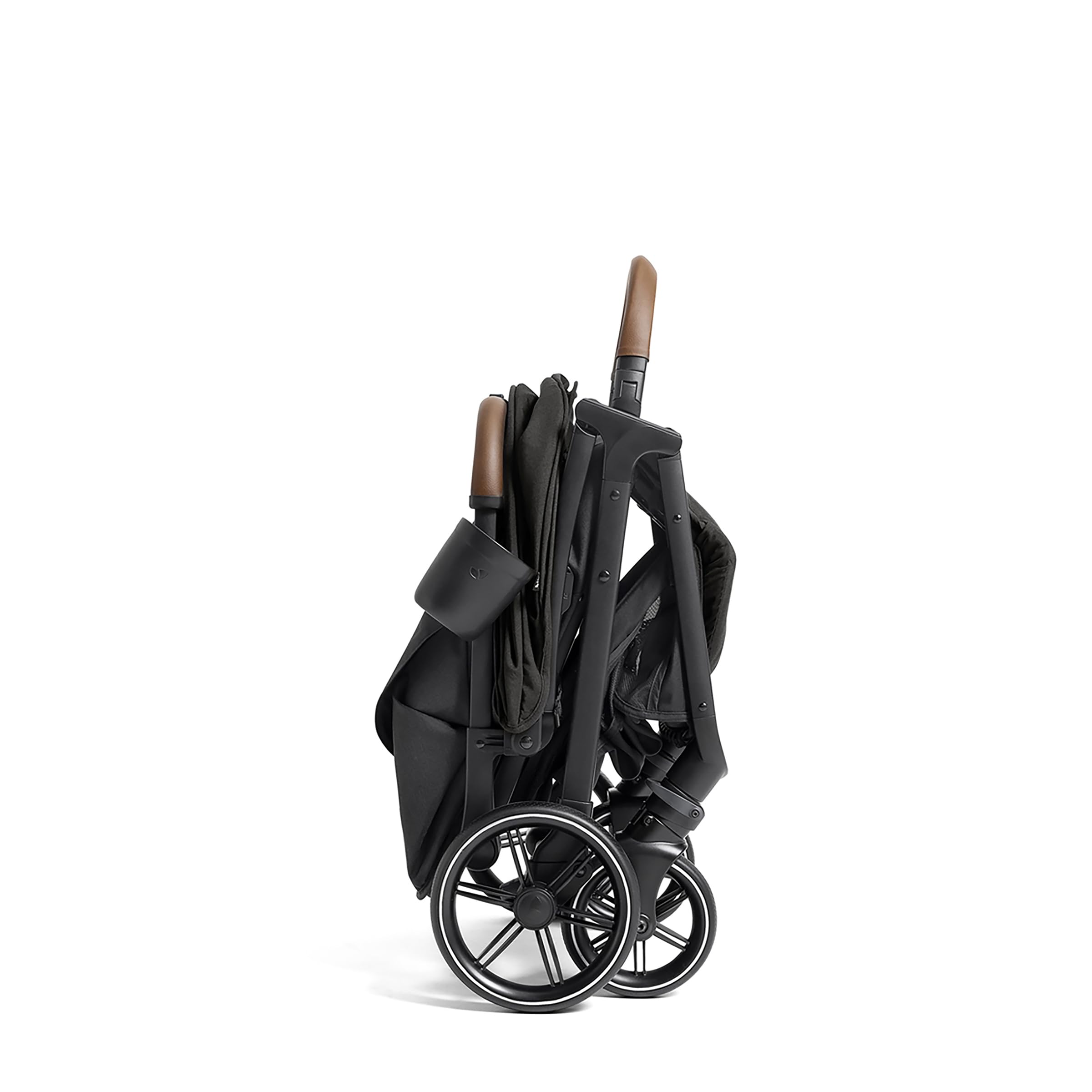 Joie Nutmeg compact stroller in shale color, lightweight design with one-hand fold, suitable for easy travel and daily use.