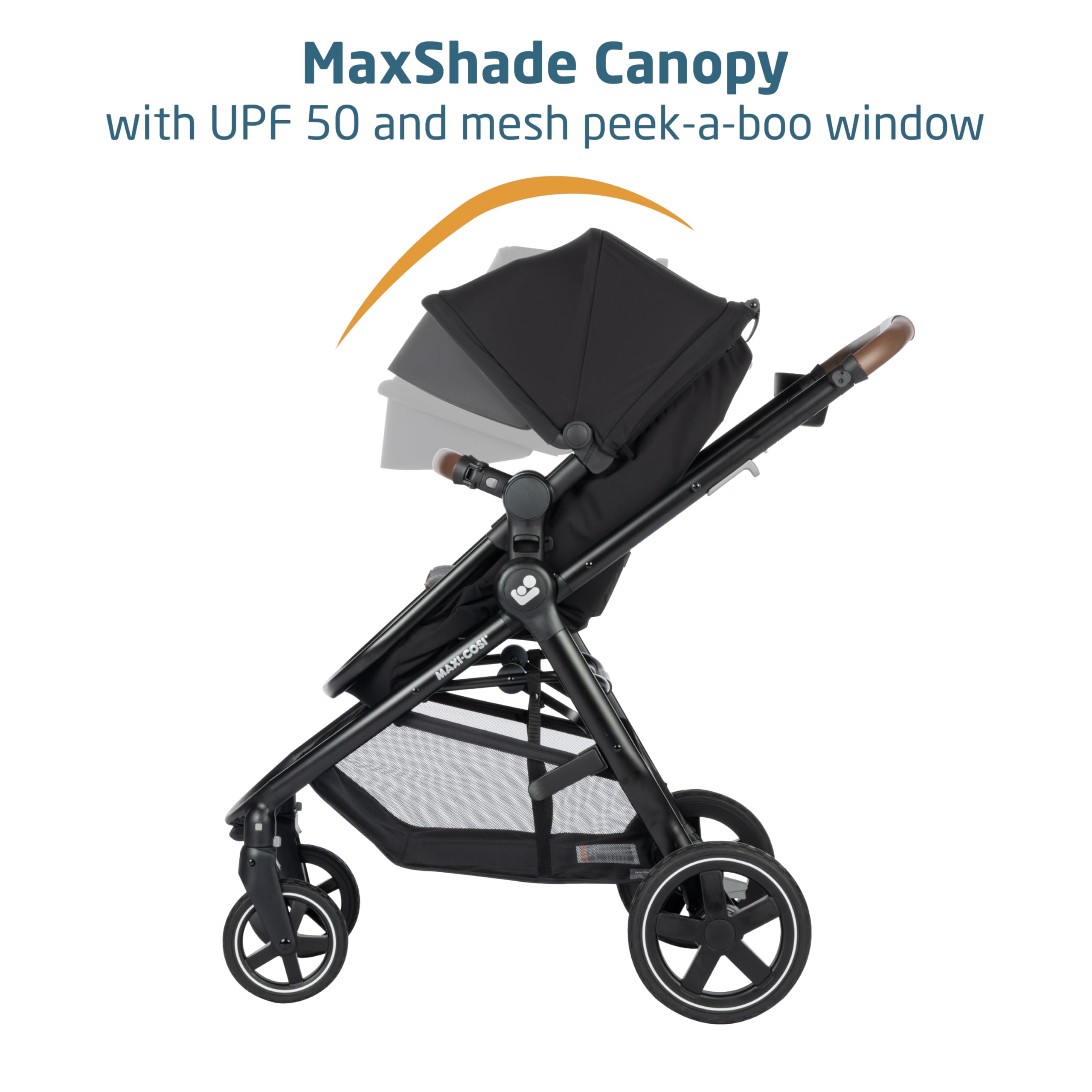 Maxi-Cosi Zelia Luxe 5-in-1 modular travel system with stroller, car seat, and accessories for infants and toddlers.