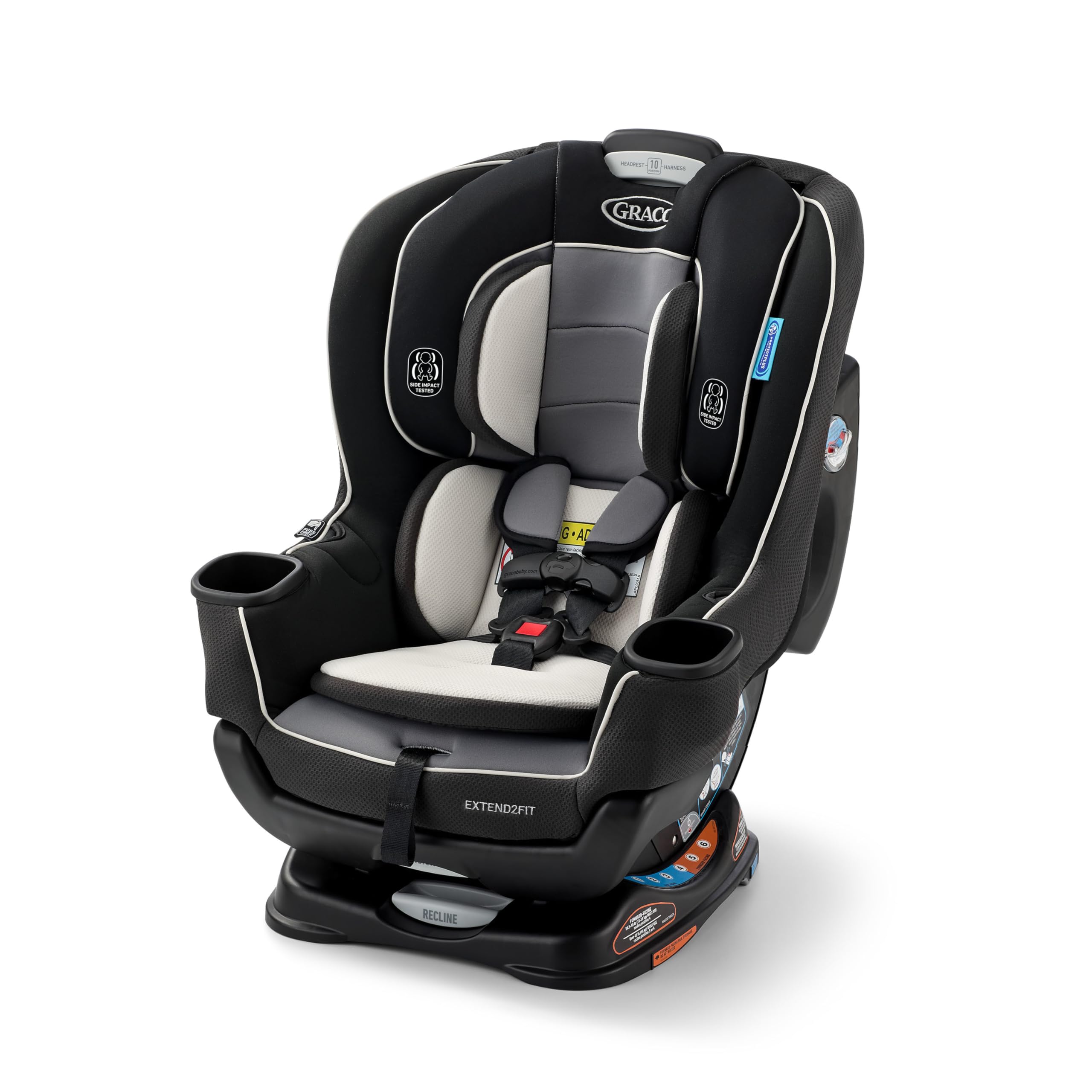 Graco Extend2Fit convertible baby car seat in Gotham with adjustable extension panel for extra legroom, rear and forward facing setup