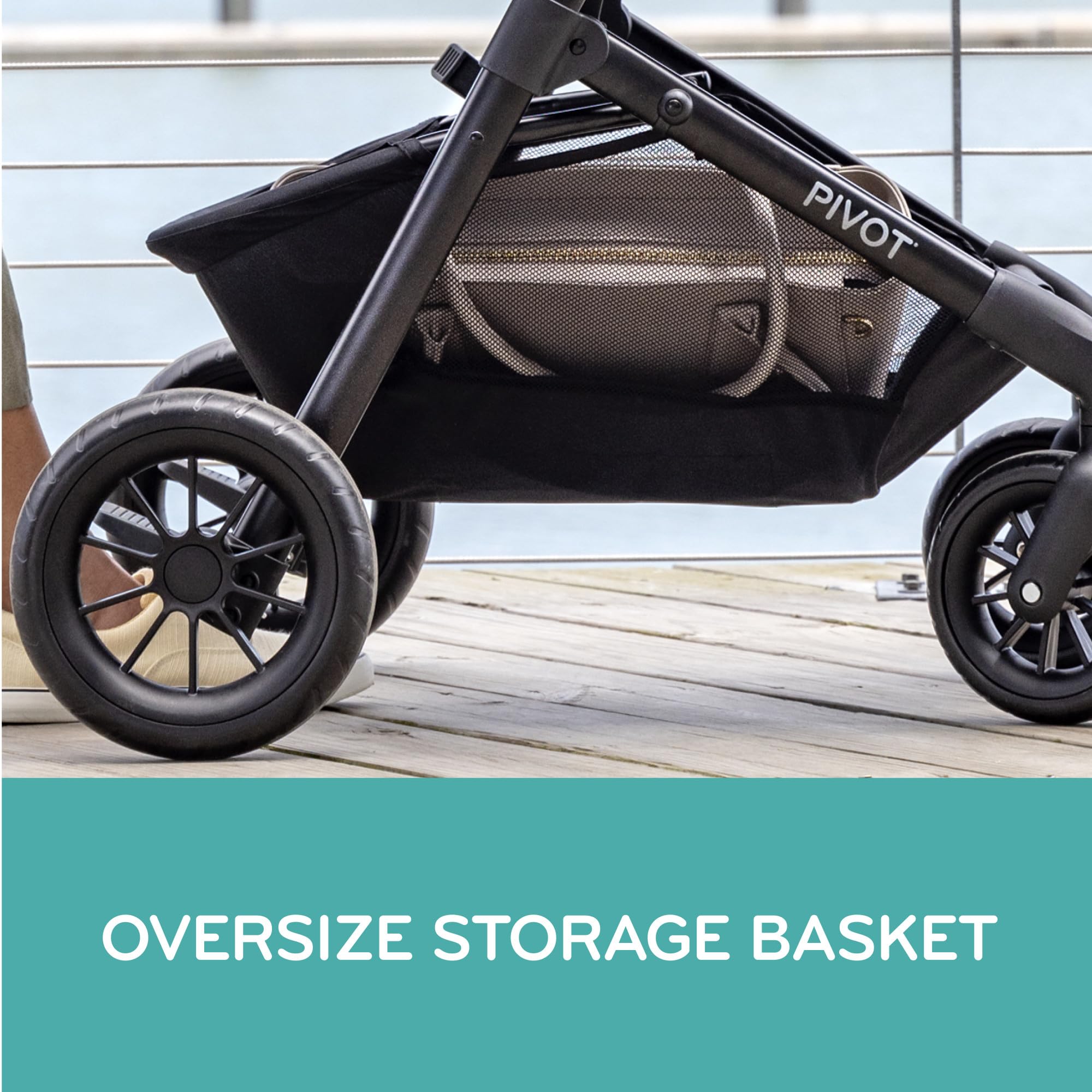Evenflo Pivot Modular Travel System with LiteMax Preemie and Infant Car Seat in casual gray, showing the stroller and car seat attached.