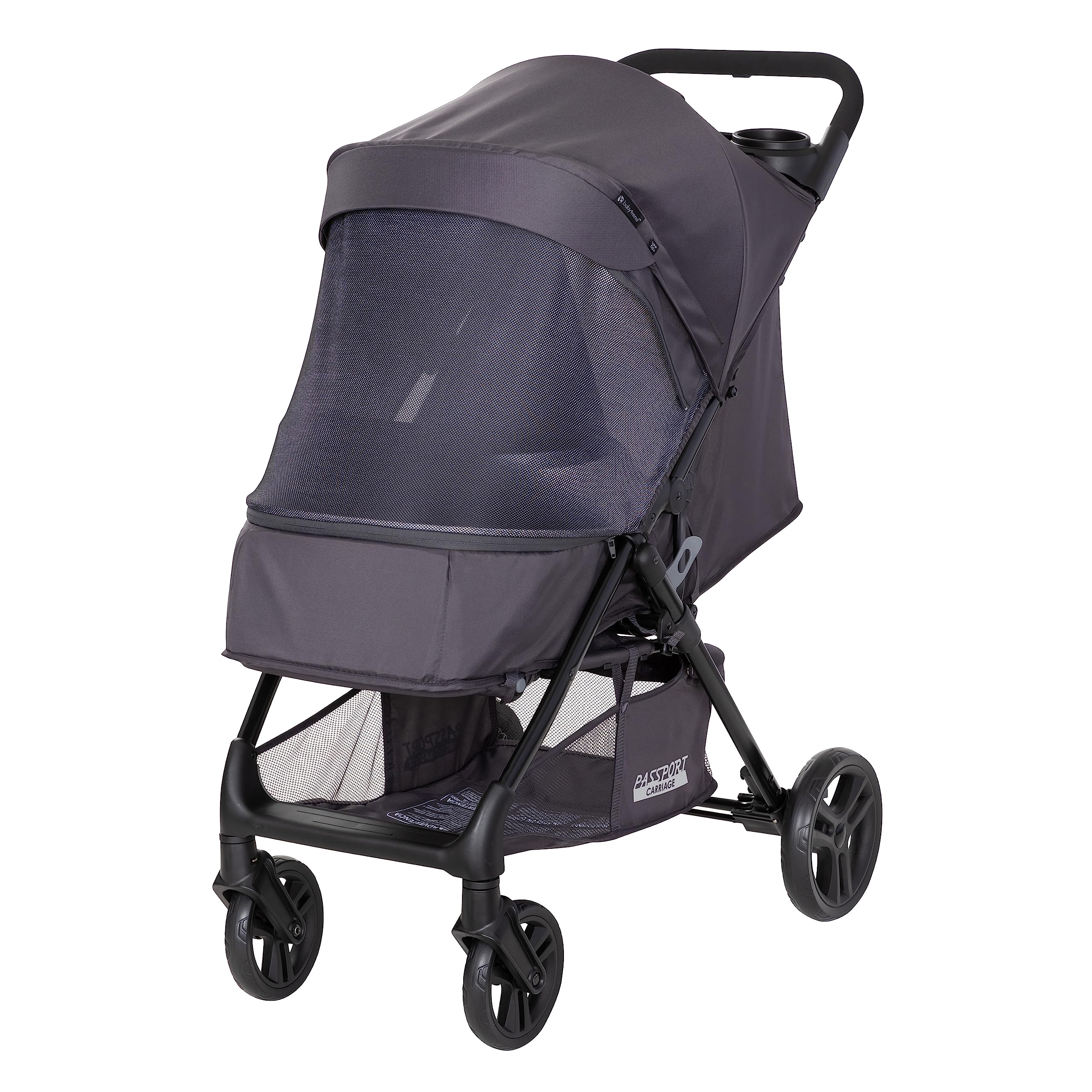 Baby Trend Passport cargo stroller with pink bamboo fabric and EZ-Lift infant car seat, suitable for travel and daily outings.