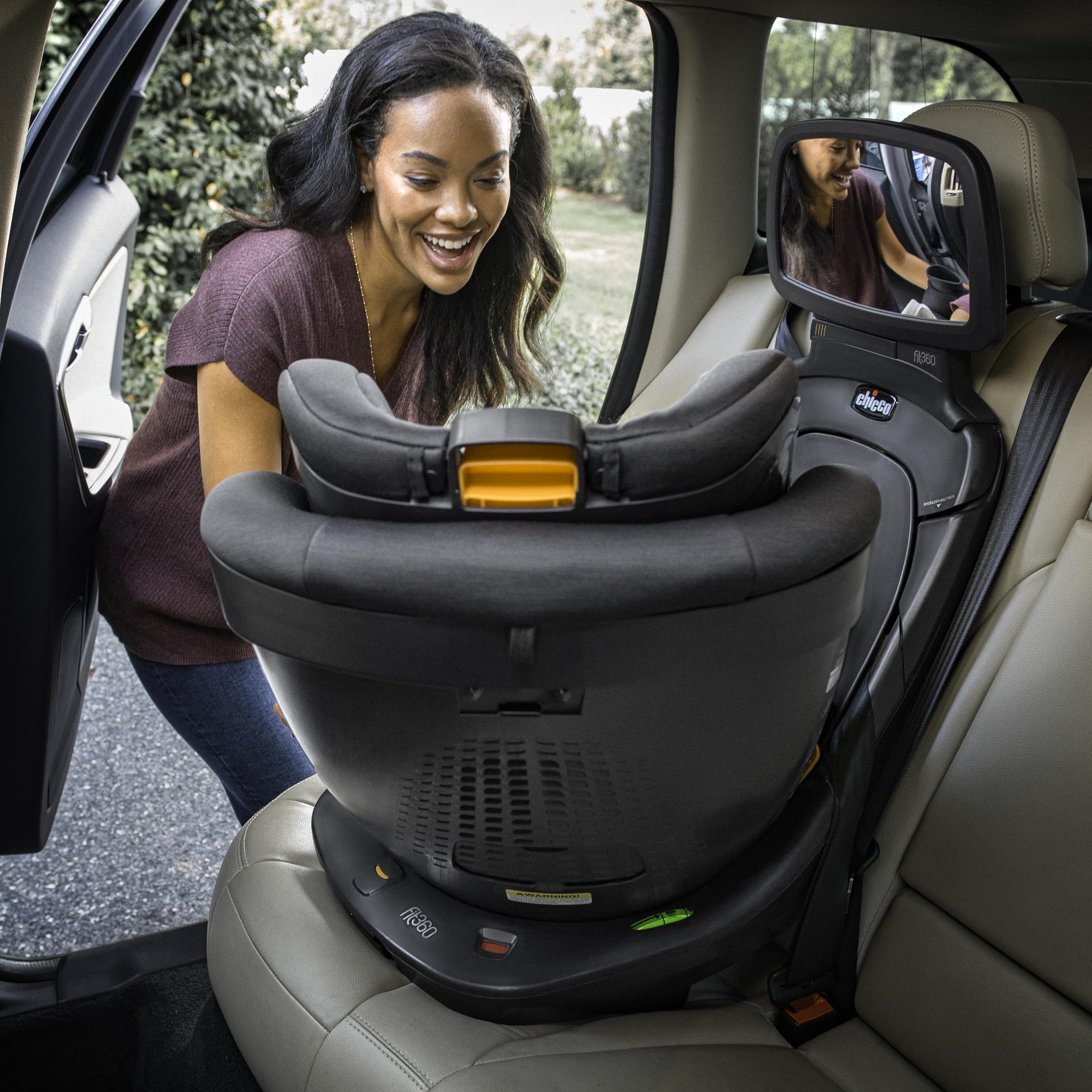 Chicco Fit360 ClearTex Rotating Convertible Car Seat With 360 Degree Rotation And Lever Lock System Obsidian Black