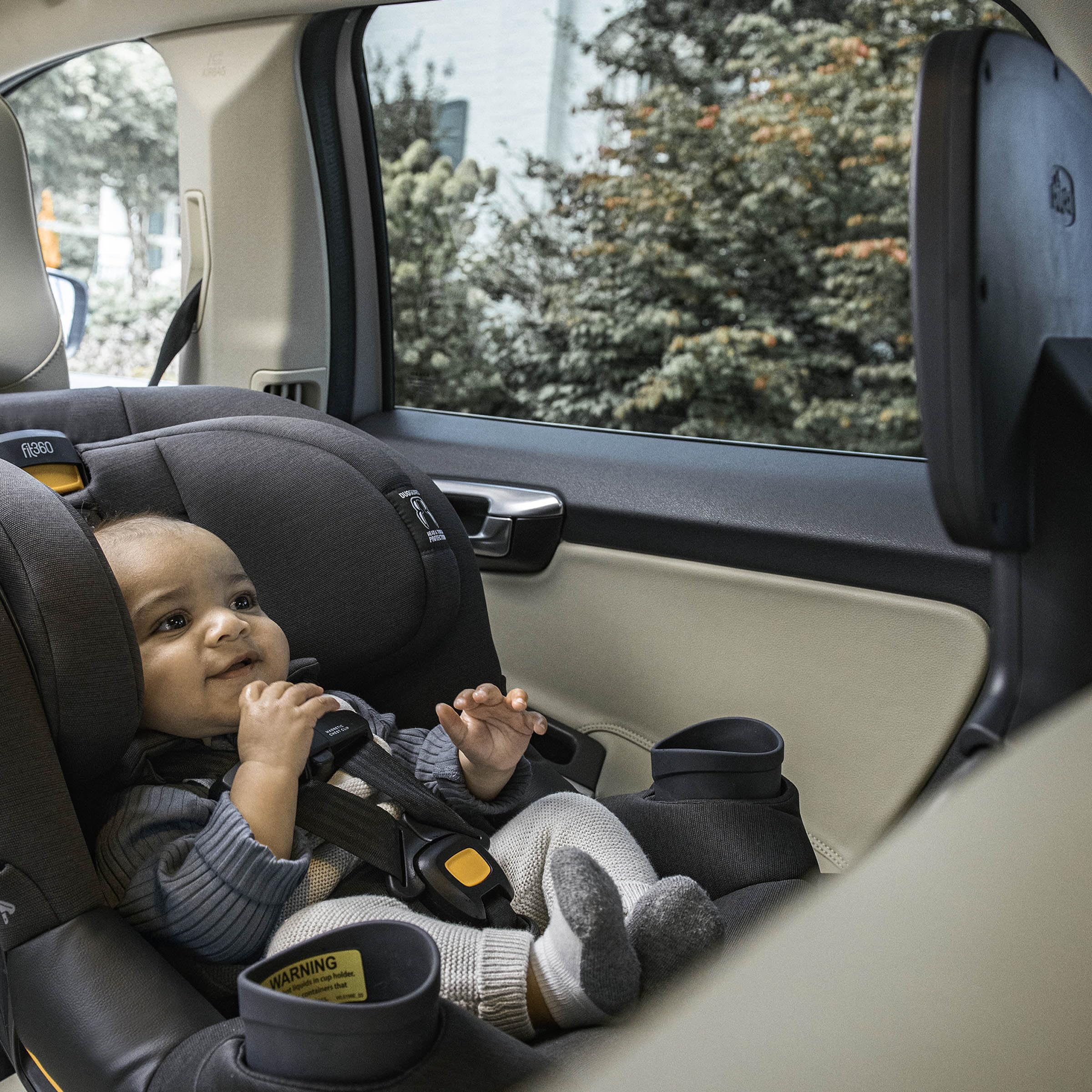 Chicco Fit360 ClearTex Rotating Convertible Car Seat With 360 Degree Rotation And Lever Lock System Obsidian Black