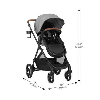 Evenflo Shyft Intuiti travel system with Revolve180 LiteMax NXT infant car seat in Fossil Gray, lightweight and suitable for preemies to 30 lbs.