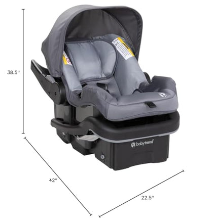 Pink Bamboo Baby Trend Passport Cargo stroller with EZ-Lift Plus infant car seat, featuring a lightweight frame and comfortable seating.
