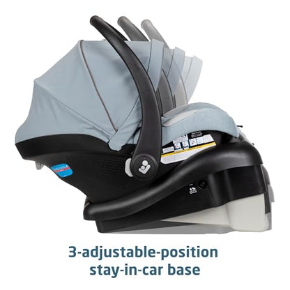 Maxi-Cosi Zelia Luxe 5-in-1 modular travel system with stroller and car seat for versatile baby travel, shown with accessories and seat.