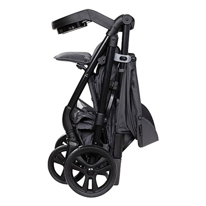 Pink Bamboo Baby Trend Passport cargo stroller with EZ-Lift Plus infant car seat, featuring a compact travel system for infants.