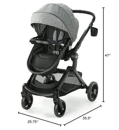 Graco Modes Nest travel system with adjustable infant car seat and stroller, including SnugRide DLX infant car seat, in Sullivan color.