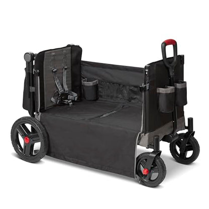 Red Radio Flyer wagon for kids with wheels, convertible stroller and rolling cart for toddlers aged 1 and up, outdoor toy.