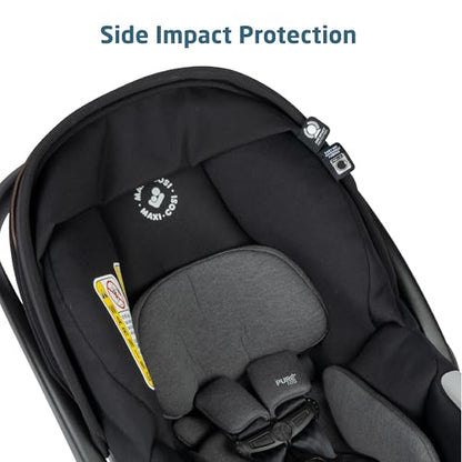 Maxi-Cosi Zelia Luxe 5-in-1 travel system with stroller, car seat, and accessories for versatile baby transportation.