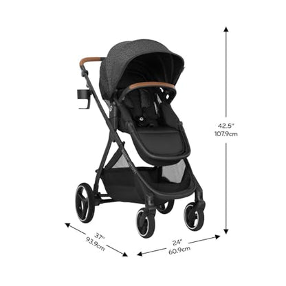 Evenflo Shyft Intuiti travel system with Revolve180 LiteMax NXT infant car seat in Fossil Gray, lightweight and suitable for preemies and infants