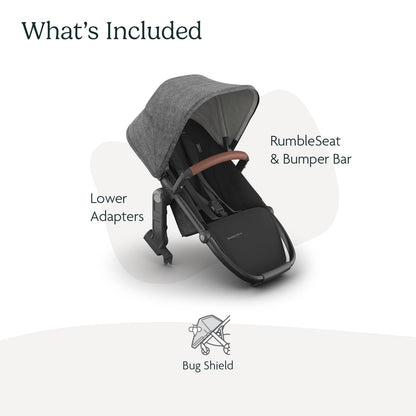 UPPAbaby RumbleSeat V3 all-weather lower seat with magnetic buckle, compatible with Vista V2 and V3, in Declan oat mélange fabric.