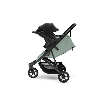 Thule Spring 2 single child stroller with ventilated canopy, adjustable handlebar, lightweight frame, compact fold, and maneuverable design.