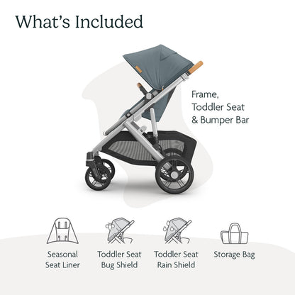 UPPAbaby Vista V3 convertible stroller for baby and toddler, charcoal frame, all-wheel suspension, XL basket, 30+ configurations.