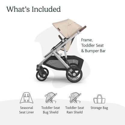 UPPAbaby Vista V3 convertible stroller for baby and toddler, charcoal frame, all-wheel suspension, XL storage basket, travel system compatible