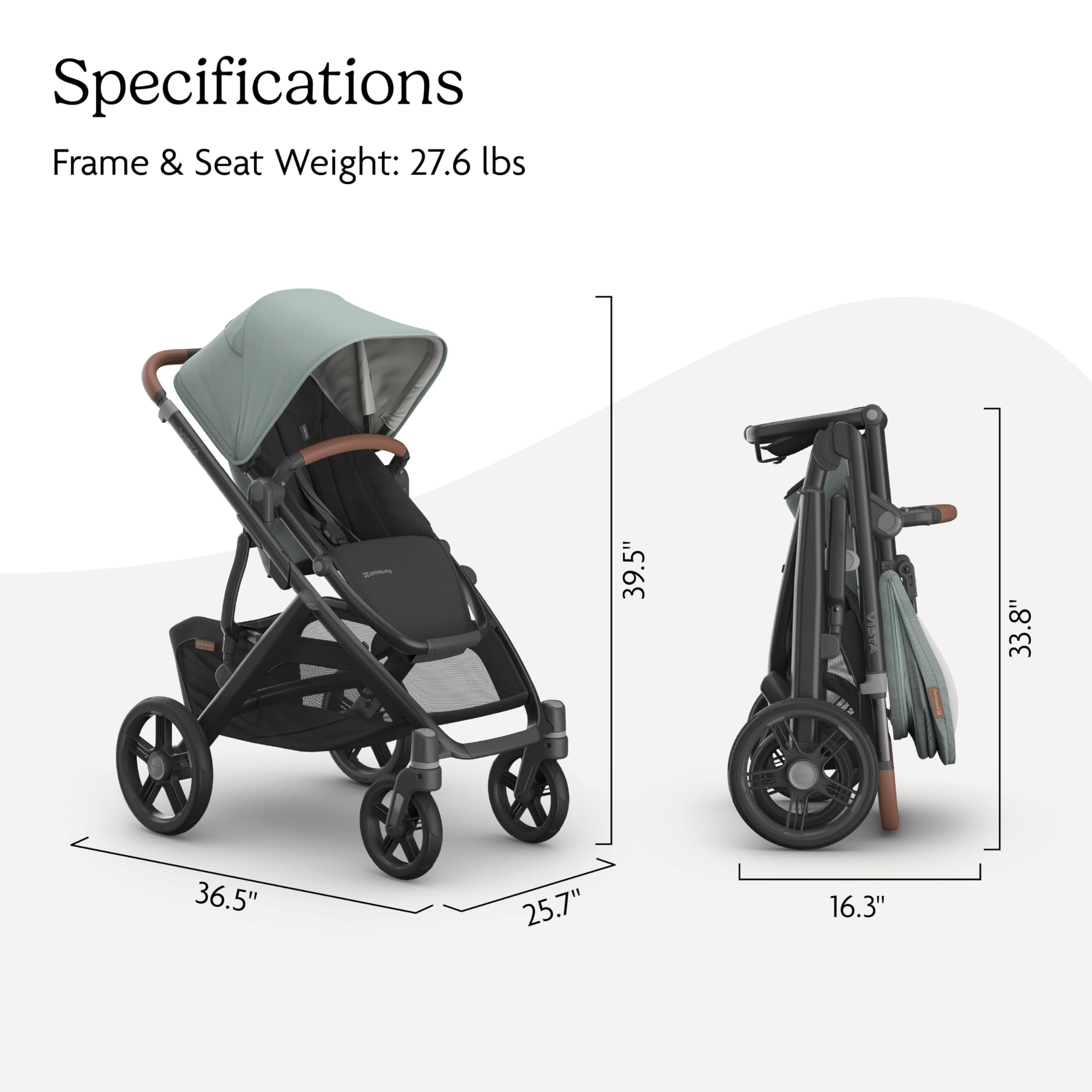 UPPAbaby Vista V3 convertible stroller for baby and toddler in charcoal, showcasing all-wheel suspension and spacious XL basket.