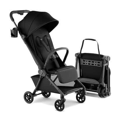 Mompush Nexis Carbon travel stroller, lightweight 11.5 lbs, compact fold, full recline, airplane approved, suitable from birth to 50 lbs.