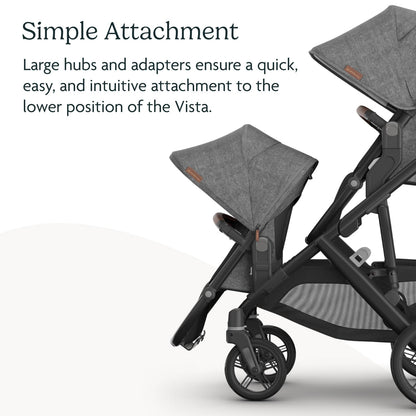 UPPAbaby RumbleSeat V3 second lower all-weather seat with magnetic buckle and adapters, compatible with Vista V2 and V3, in Declan color.