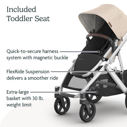 UPPAbaby Vista V3 stroller for baby and toddler, charcoal frame, all-wheel suspension, XL basket, 30+ configurations, travel system compatible