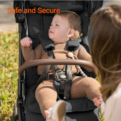 Lightweight MAMAZING Ultra Air baby travel stroller with carbon fiber frame, compact fold, one-handed operation, suitable for toddlers.