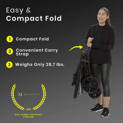 My Store Jeep Destination Ultralight Side-by-Side Double Stroller in Midnight, featuring lightweight frame and dual seats for toddlers.