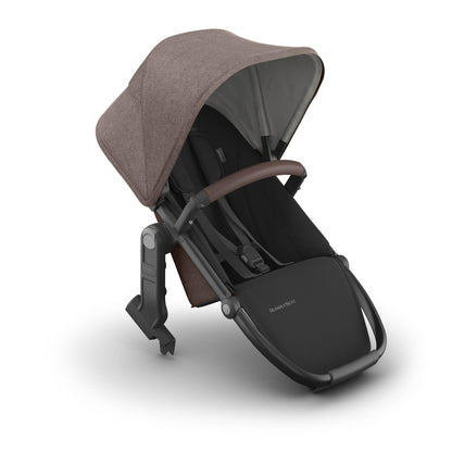 UPPAbaby RumbleSeat V3 all-weather second seat for Vista V2/V3 in Declan Oat Mélange with silver frame and Chestnut leather buckle