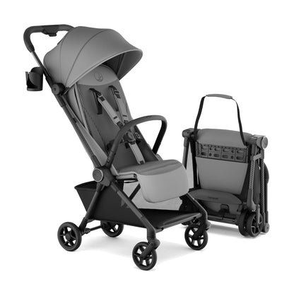 Mompush Nexis Carbon travel stroller, lightweight 11.5 lbs, compact, auto-fold, one-hand recline, suitable from birth to 50 lbs.