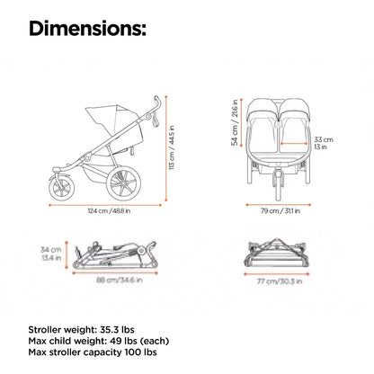 Thule Urban Glide 3 Double All-Terrain Stroller Lightweight With Air-Filled Tires And Suspension