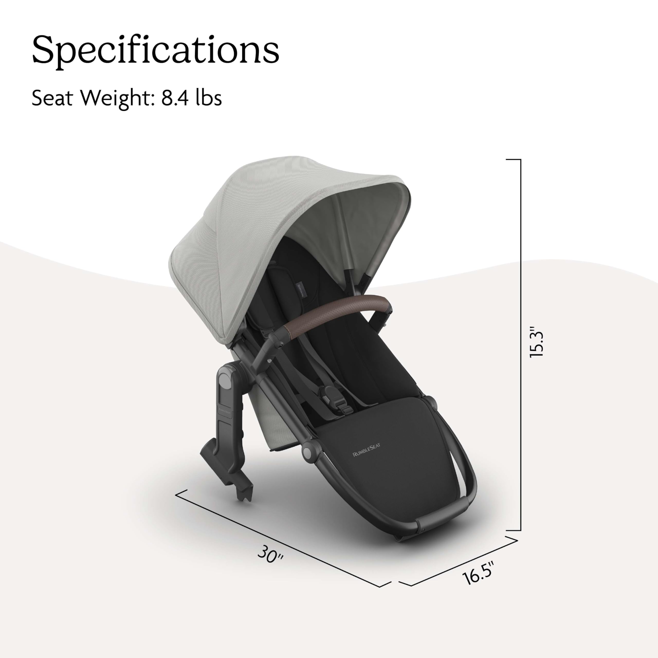 UPPAbaby RumbleSeat V3 second lower all-weather seat for Vista V2 and V3, with magnetic buckle and included adapters in Declan color.