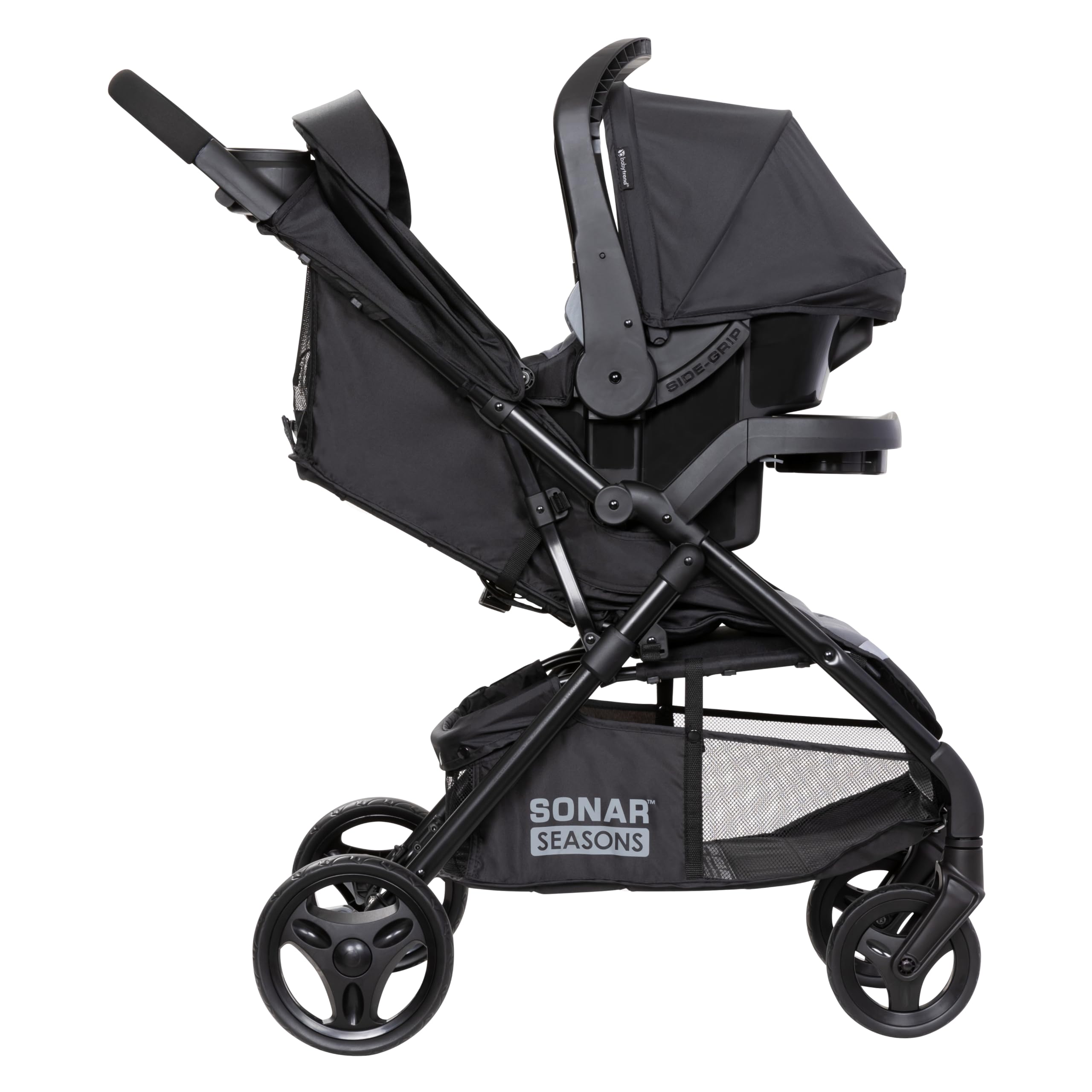 Baby Trend Passport Cargo Stroller travel system with pink bamboo fabric and EZ-Lift Plus infant car seat, suitable for infants.