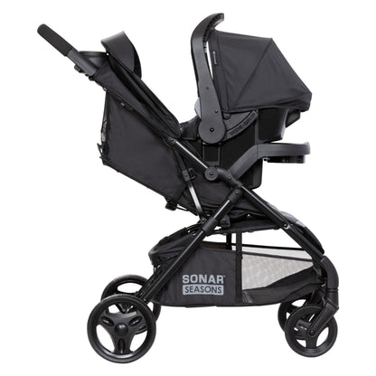 Baby Trend Passport Cargo Stroller travel system with pink bamboo fabric and EZ-Lift Plus infant car seat, suitable for infants.