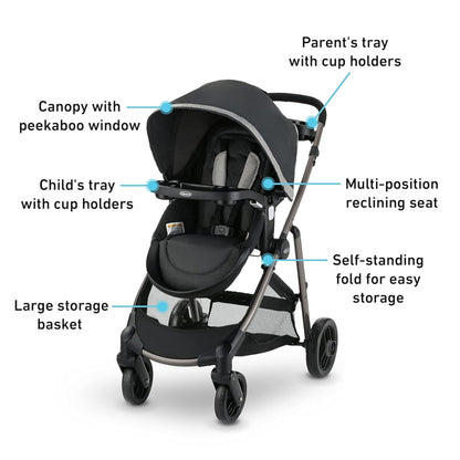 My Store Graco Modes Element Canter travel system with stroller and car seat, lightweight frame and versatile design.