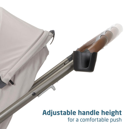 Maxi-Cosi Zelia Luxe 5-in-1 modular travel system with stroller, car seat, and accessories for infant and toddler travel.