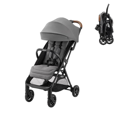 My Store Graco Ready2Jet compact stroller with overhead-friendly design, automatic fold, and lightweight travel features.