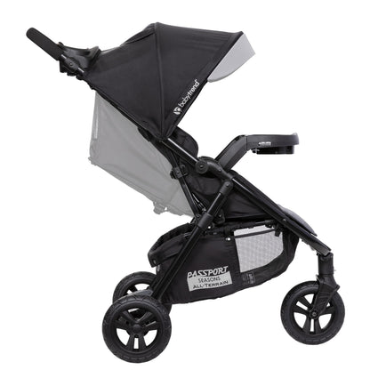 Baby Trend Passport cargo stroller with pink bamboo fabric and EZ-Lift infant car seat, featuring a compact travel system.