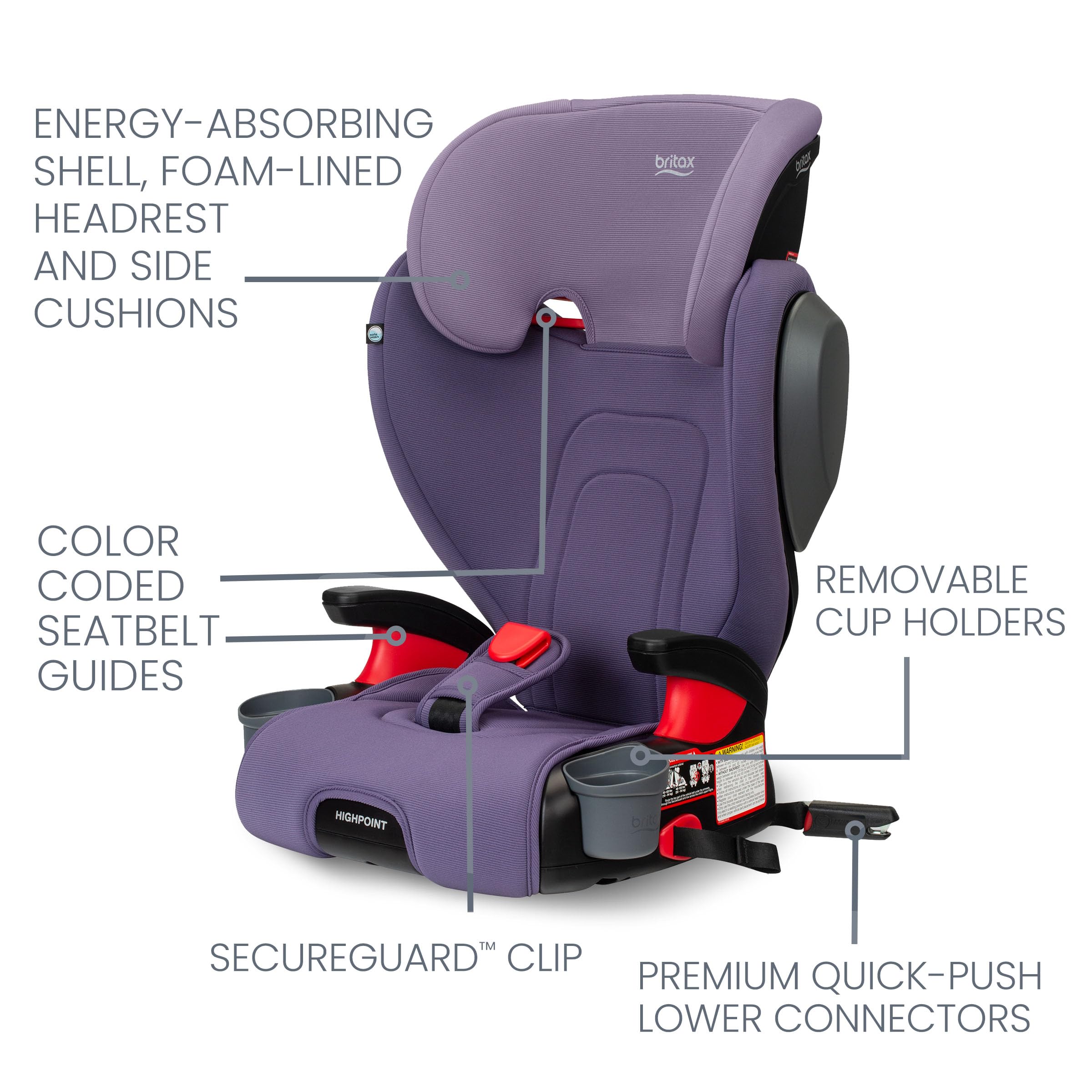 Britax Skyline Belt Positioning Booster Car Seat 2 Stage Design For Growing Kids Dusk Color