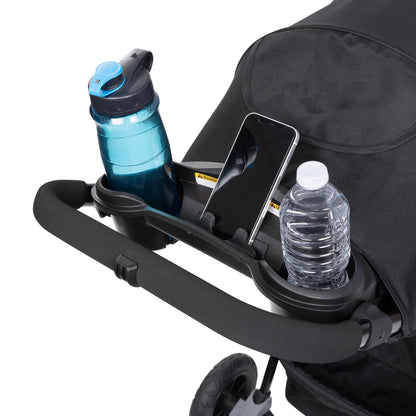 Baby Trend Passport Cargo stroller with pink bamboo accents, includes EZ-Lift Plus infant car seat, perfect for travel and everyday use.